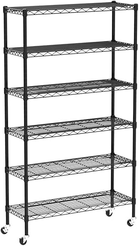 Miniatura 4 de Estante de almacenamiento de 6 niveles, estantería de alambre, estante de almacenamiento certificado NSF, 48 pulgadas de ancho x 18 pulgadas de