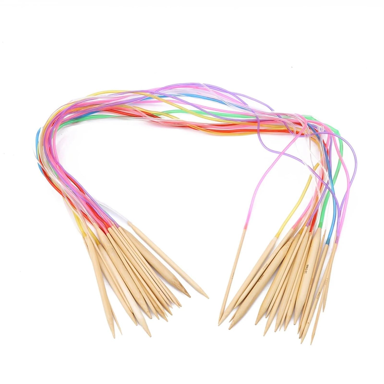 Knitting Needles 18 Sizes Multicolor Bamboo Circular Crochet Knitting Needles Set Needle Punch(Colorful 100cm)