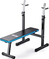 Royal Fitness Adjustable Weight Bench with Barbell Rack - Foldable Home Gym Bench Press, 48.8"D x 25.9"W x 45.4"H