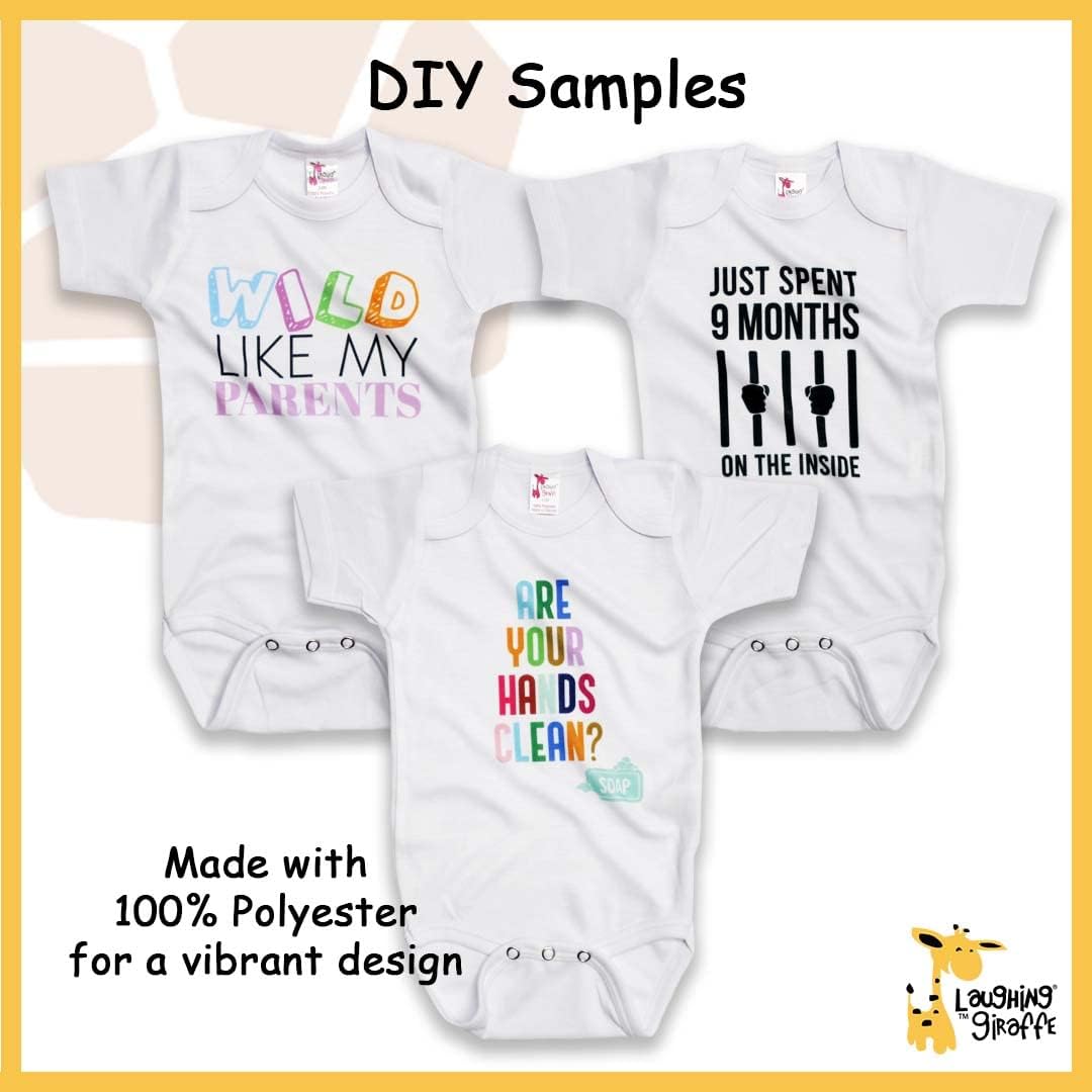 Laughing Giraffe Unisex Baby 4-Pack Short Sleeve Sublimation White Bodysuit 100% Polyester Wholesale Bulk