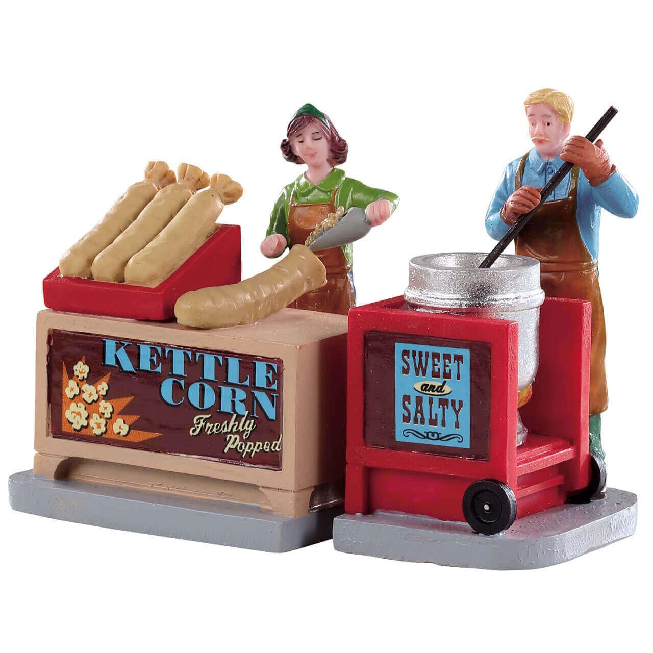 Puesto Lemax Kettle Corn Stand (set de 2) de palomitas para mercadillo de Navidad en miniatura