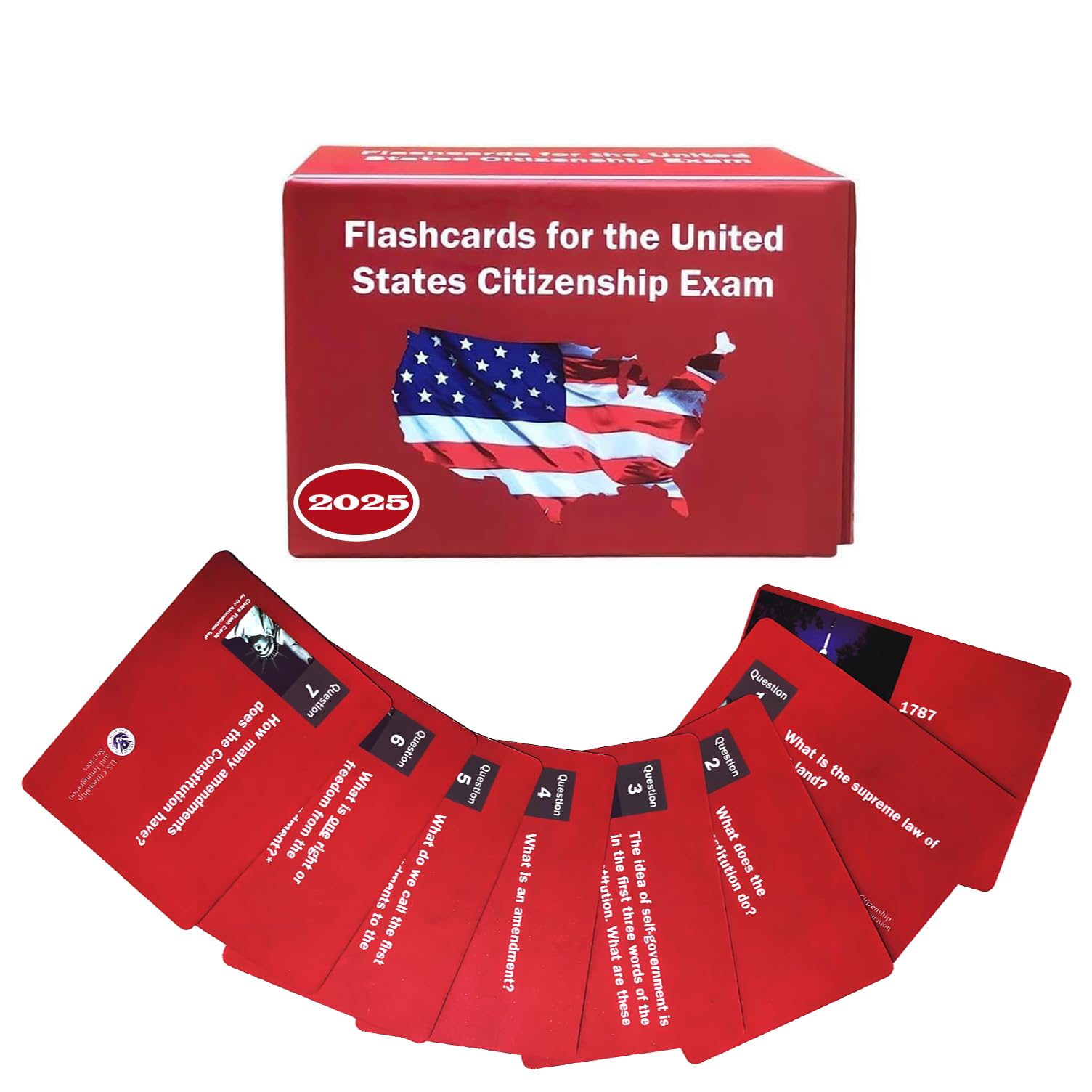 US Citizenship Flash Cards 2025, 3.5"x2.5" Flashcards for The United States Citizenship Exam, Naturalization Test Study Guide American Civics 100 USCIS Questions and Answers Flashcards