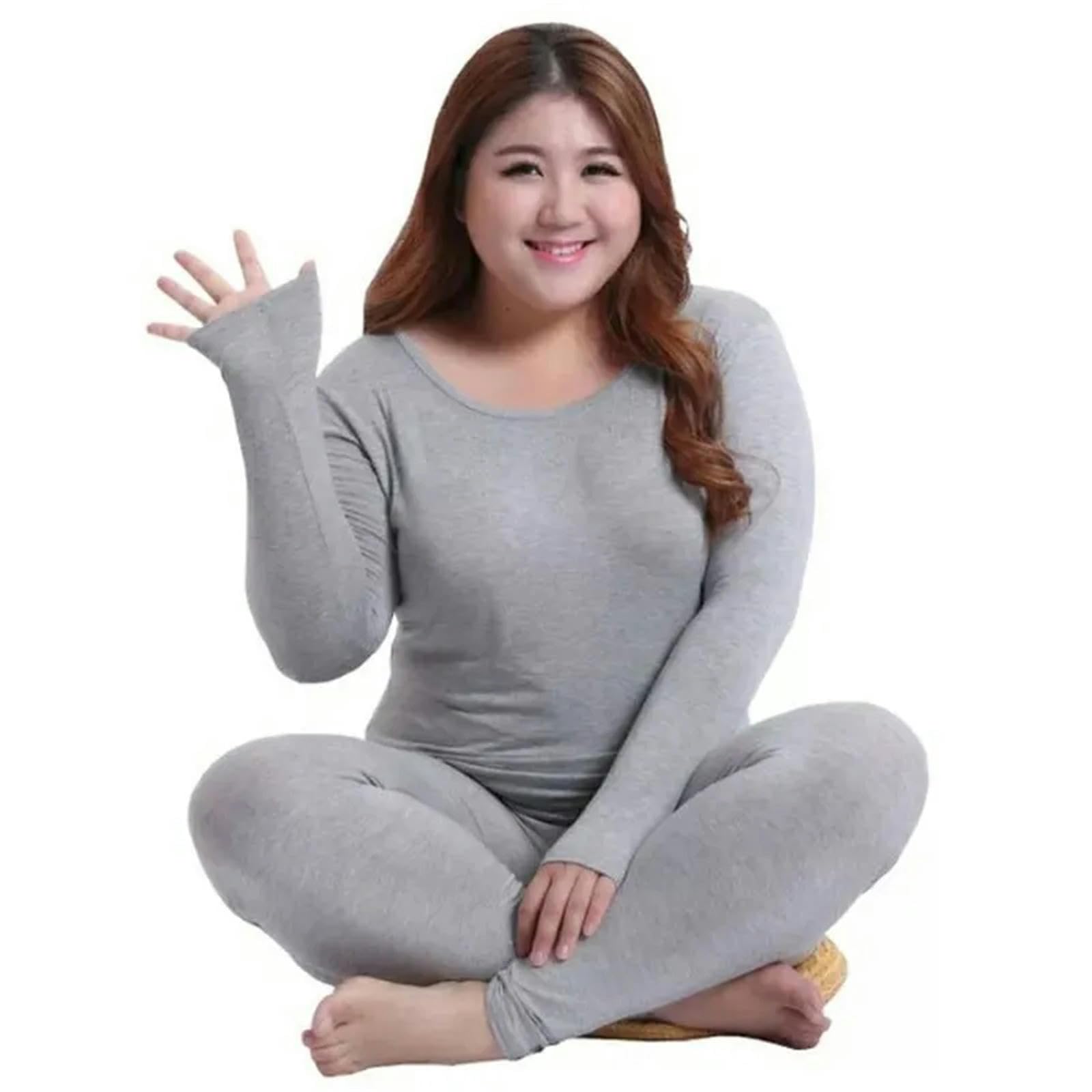MdybF Conjuntos Térmicos para Mujer Juego De Ropa Interior Térmica De Tamaño Grande-D-5Xl (7)