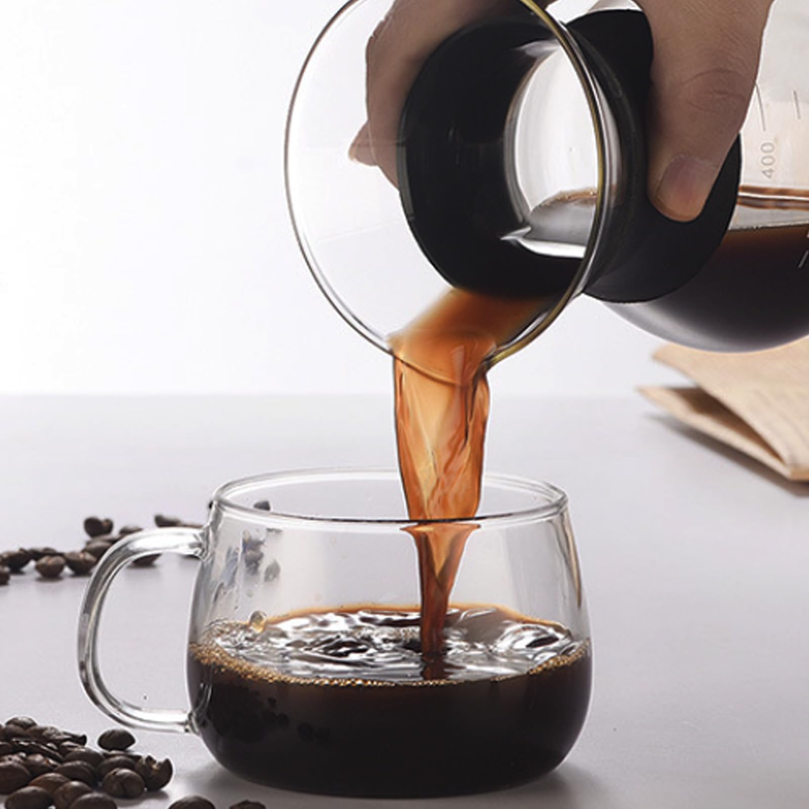 Pour Over Kaffeebereiter, 600ml Kaffeebrüher für Filterkaffee, Hand Kaffee Edelstahl Handfilter Aus Glas Mit Permanentfilter, Manueller Drip Kaffeebereiter, Für Zuhause, Café, Restaurant, Camping