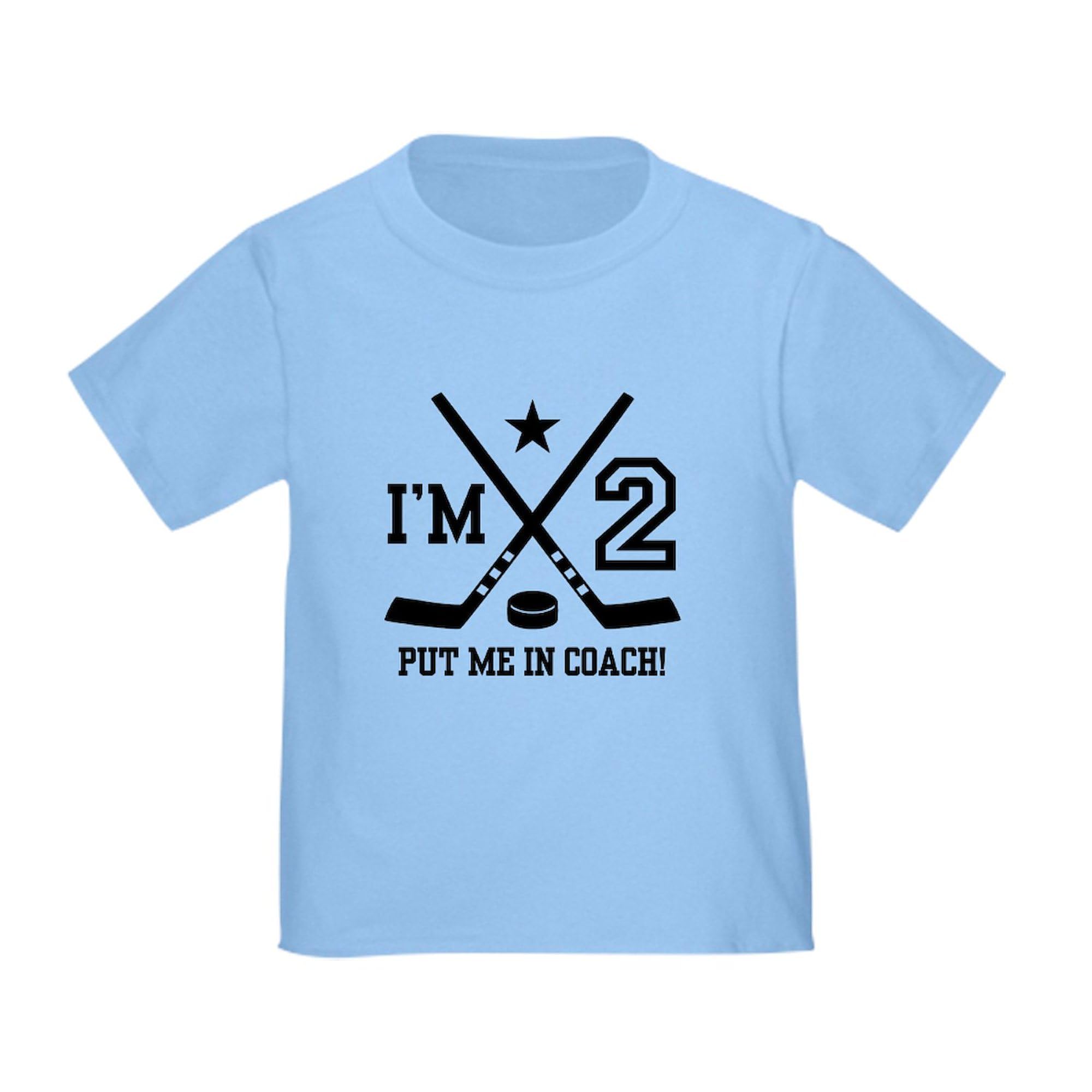 CafePress 2 Year Old Hockey Toddler T Shirt Toddler Graphic Tee, 100% Cotton Baby Blue