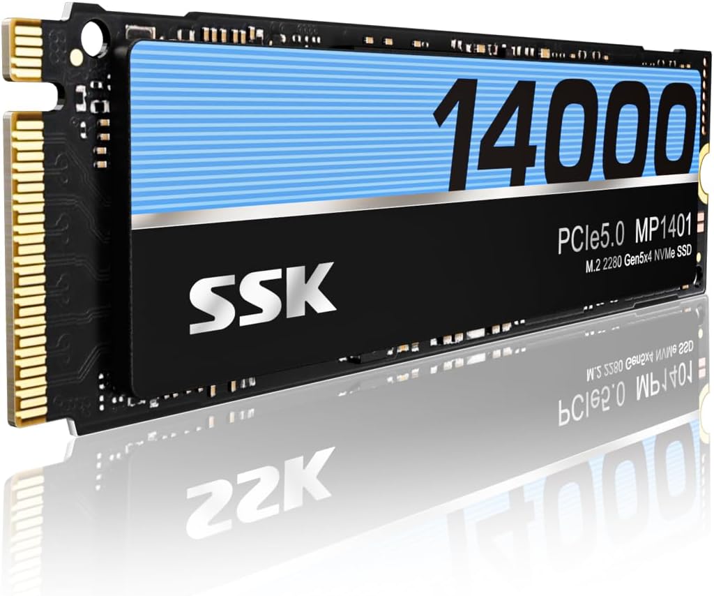 SSD interno M.2 NVMe de 2 TB 2280 PCIe Gen5 hasta 14000 MB/s SSD interno | SMART & TRIM, TLC NAND, PCIe 5.0X4, unidad interna de estado sólido para juegos/edición de vídeo/computación AI