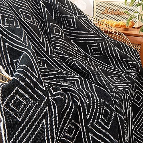 Black and White Throw Blankets, Knitted Modern Patterned Throw Blanket, Soft Lightweight Woven Throw Blanket for Sofa Couch Bed and Living Room, Black&White (50x60 Inch) - Image 9