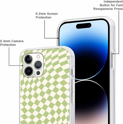 Miniatura 4 de Paquete de 2 fundas de teléfono con diseño a cuadros para iPhone 1314 de 6.1 pulgadas, diseño de cuadrícula transparente, funda de silicona suave