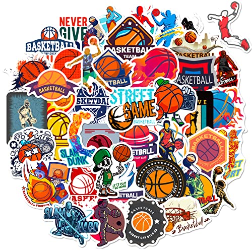 Basketball Sticker Pack For Basketball Lovers Teens Students - 50Pcs Basketball Themed Stickers And Decals For Laptop, Water Bottles, Phone Case, Guitar, Skateboard, Luggage, Notebook #TOP5