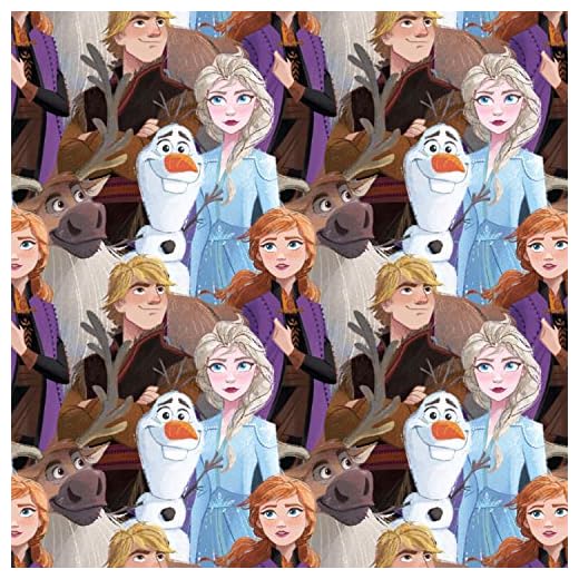 Disney Fabric Frozen 2 Friends Forever Characters Packed in Multi from Springs Creative 100% Cotton