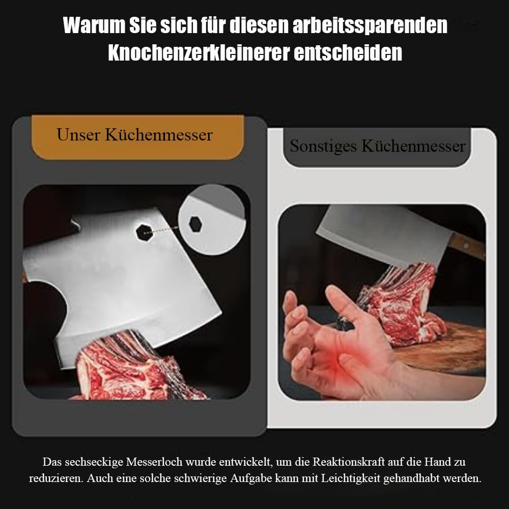 Kitory Hackmesser 15 cm, 4Cr14Mov Edelstahl Fleischerbeil, Full Tang Metzgermesser, Extrem Scharf Küchenbeil für Fleisch, Knochen & Geflügel, Ergonomischer Birnbaumholzgriff