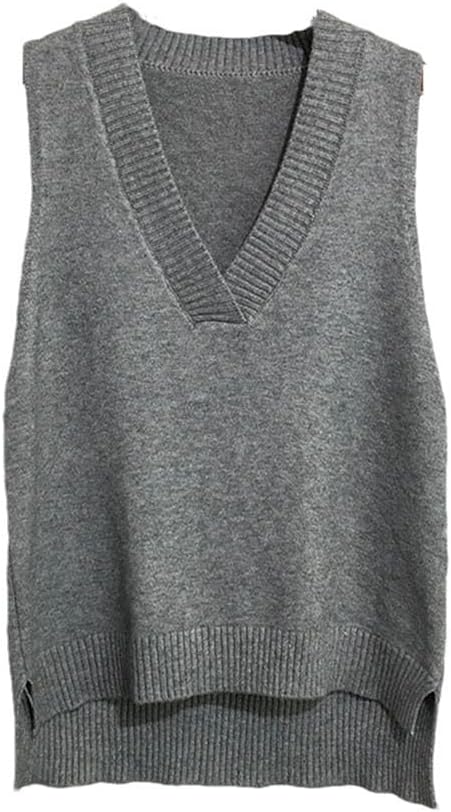 Women V-Neck Knitted Vest Women's Sweater Loose Wild Sweater Vest Sleeveless Sweater Casual Sweater Vest
