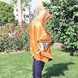 First Aid Raincoat Portable Survival Rainwear Thickened PE Waterproof Windproof with Reflective Trim for Hiking Outdoor Camping, Orange