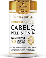 Vitamina para Cabelo Pele e Unha - Super fórmula Sem Corante - 22 Nutrientes: Biotina, Cisteína, Vitamina b12, Astaxantina, Ácido Fólico