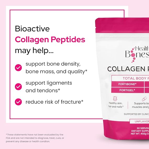 Collagen Peptides Powder, FORTIBONE, FORTIGEL, VERISOL, TENDOFORTE 30ct | Premium Bone Health Collagen Peptides Supporting Bone, Joint, Skin, Hair And Nail, Anti Aging, Hydrolyzed Collagen, 30 Serv