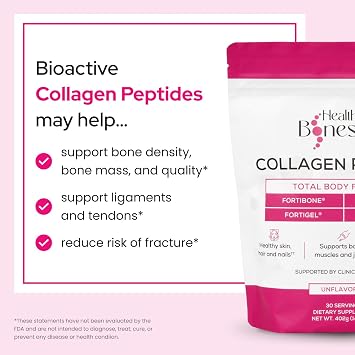 Collagen Peptides Powder, FORTIBONE, FORTIGEL, VERISOL, TENDOFORTE 30ct | Premium Bone Health Collagen Peptides Supporting Bone, Joint, Skin, Hair And Nail, Anti Aging, Hydrolyzed Collagen, 30 Serv
