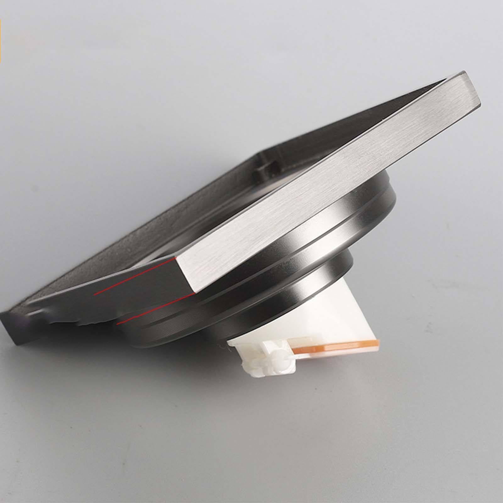 Bonde Douche Acier Inoxydable Siphon Douche Gris Pistolet Bonde de Douche Carré Bonde Douche Extra Plate 100 * 100mm Anti-Odeur Siphon de Sol Convient pour La Maison, L'extérieur DT La Villa