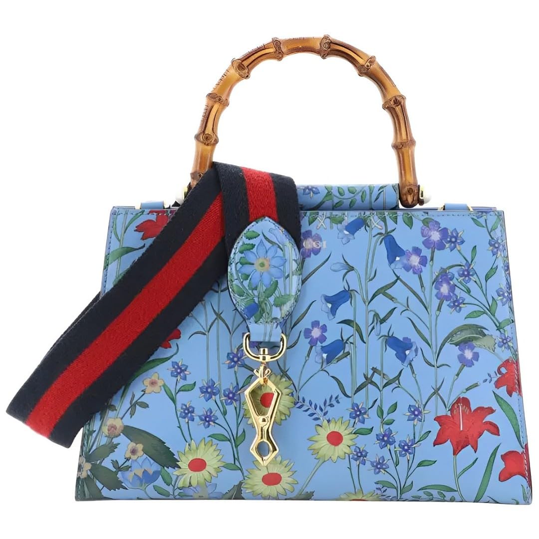 Gucci Flora Azure Medium Floral Handbag Italy Bag Handbag Flower Bamboo New