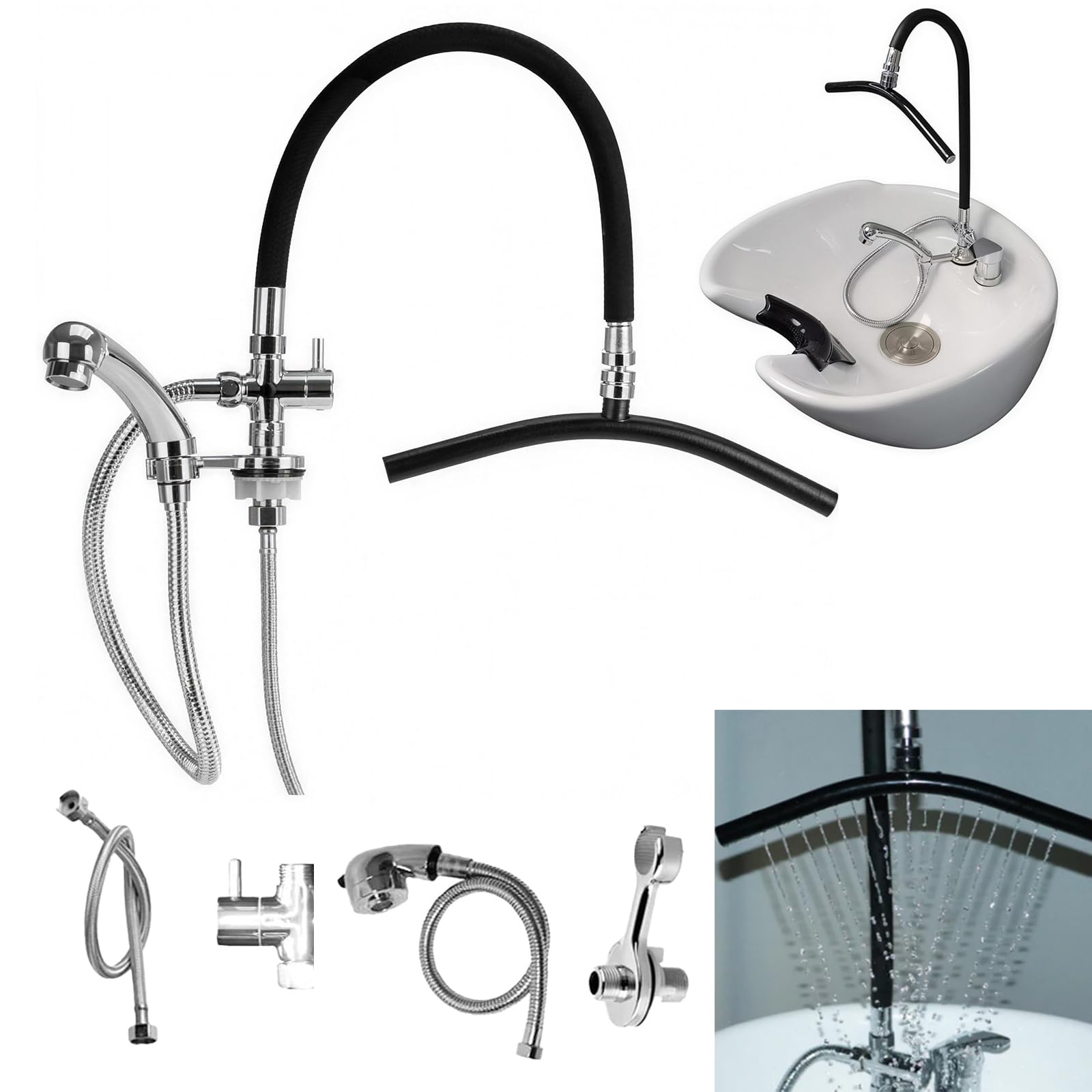 Sistema Di Doccia Per Terapia Termale Supporto Per La Circolazione Dell'Acqua Head Spa Per Lavaggio Dei Capelli Interfaccia Rotonda Lavaggio Dei Capelli Massaggio Alla Testa Terapia Termale