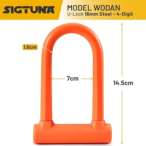 Miniatura 2 de Sigtuna Bloqueo en U compacto  Bloqueo en U ligero de silicona para bicicleta (naranja) para bicicleta, bicicleta eléctrica, scooter, motocicleta,