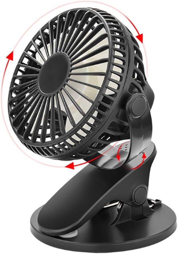 Ventilador de mini clip para automóvil, ventilador de escritorio recargable de 360 °, suministro de aire sin ángulo muerto de 360 °, combinación de ventilador de escritorio / ventilador de abrazader