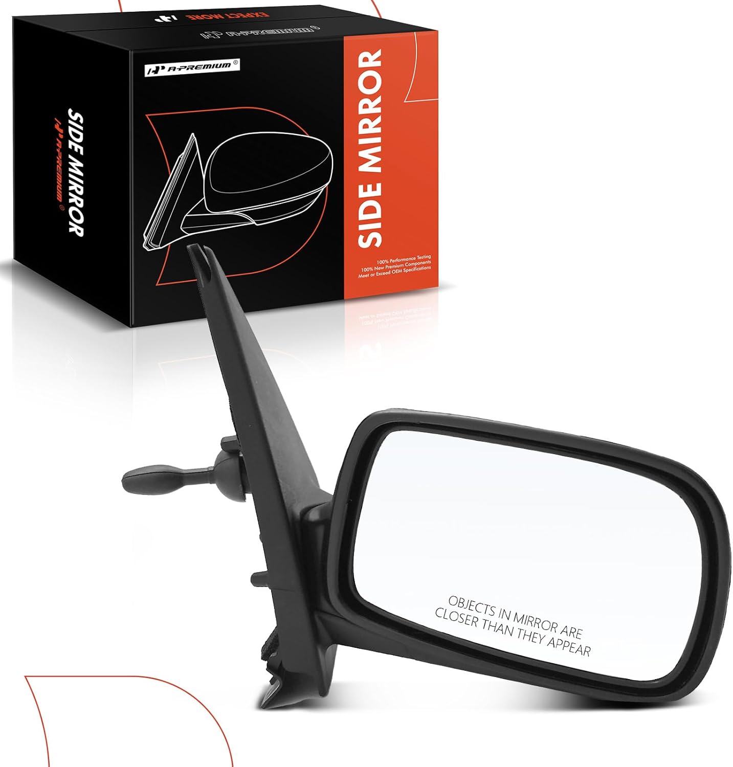 A-Premium Passenger Side Manual Door Mirror - Compatible with Toyota Echo 2000-2005 - Non-Heated Manual Folding Black Outside Rear View Mirror - Replace# 8791052231