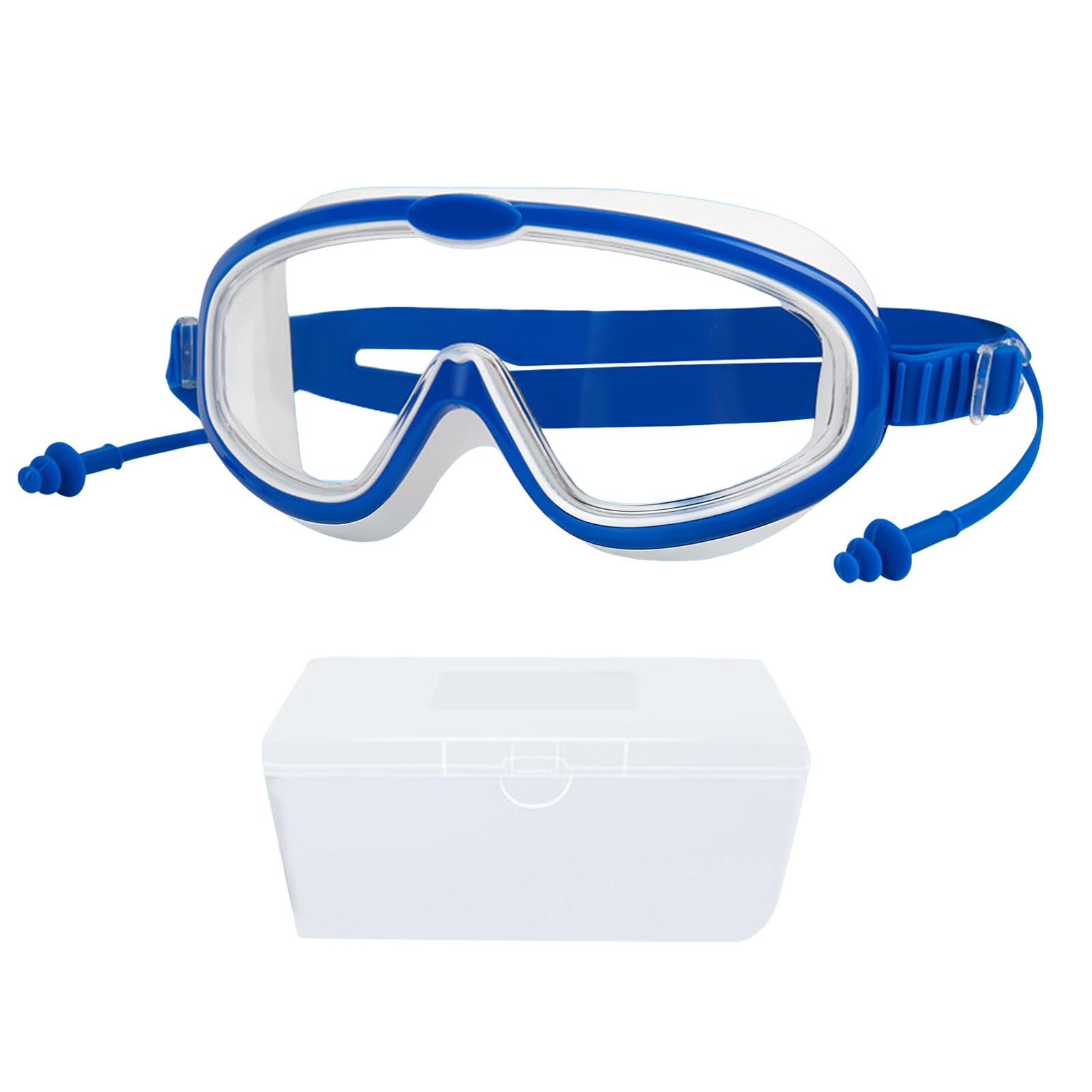 Kids Swimming Goggles with Earplugs and Box for Boys Girls 6-14 Years Old Waterproof Swim Goggles Anti Fog Wide Vision Swim Mask UV Protection Pool Glasses for Pool Training Blue โ image 1
