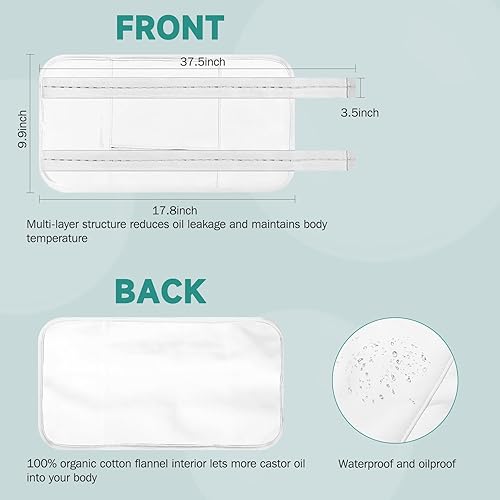 Miniatura 6 de Paquete de 3 unidades de aceite de ricino, paquete de aceite de ricino orgánico reutilizable para estreñimiento, correa elástica ajustable, algodón