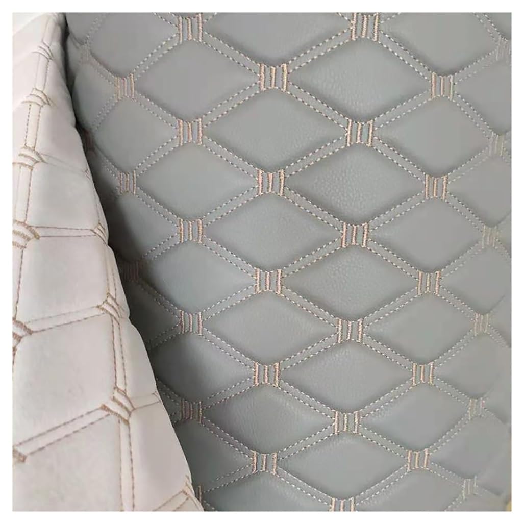 JNTFNE Quilted Faux Leather Vinyl PVC Fabric Waterproof Diamond Stitch Padded Cushion Linen Wadding Backing Upholstery 1.6x1m(Gray,1.6X5m)