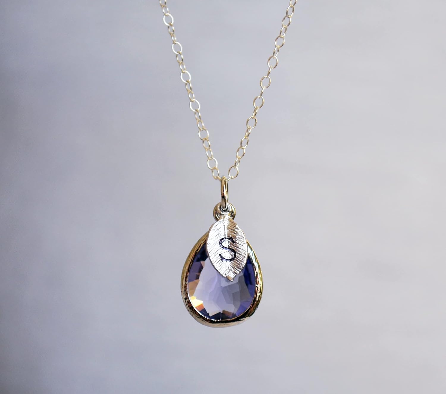 Personalized, Teardrop Birthstone Necklace, Bridesmaid Necklace, Custom Initial Necklace, Gift for Her - Image 3