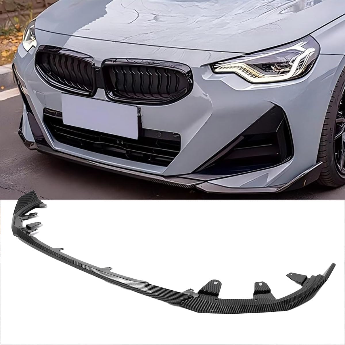 SHENGXUAN Carbon Fiber Look Front Bumper Splitter Lip for BMW 2 Series G42