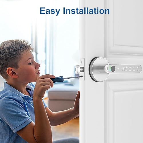 Miniatura 7 de Foxgard Cerradura inteligente de huella dactilar perilla de puerta de huellas dactilares, cerradura de puerta biométrica 5 en 1, perilla de puerta