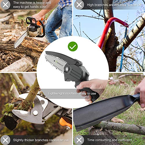 Mini Chainsaw, 24V Portable Electric Chainsaw 550W High Power Cordless Power Chain Saws NEWKITS Pruning Shears Chainsaw for Courtyard and GardenTree Branch Wood Cutting