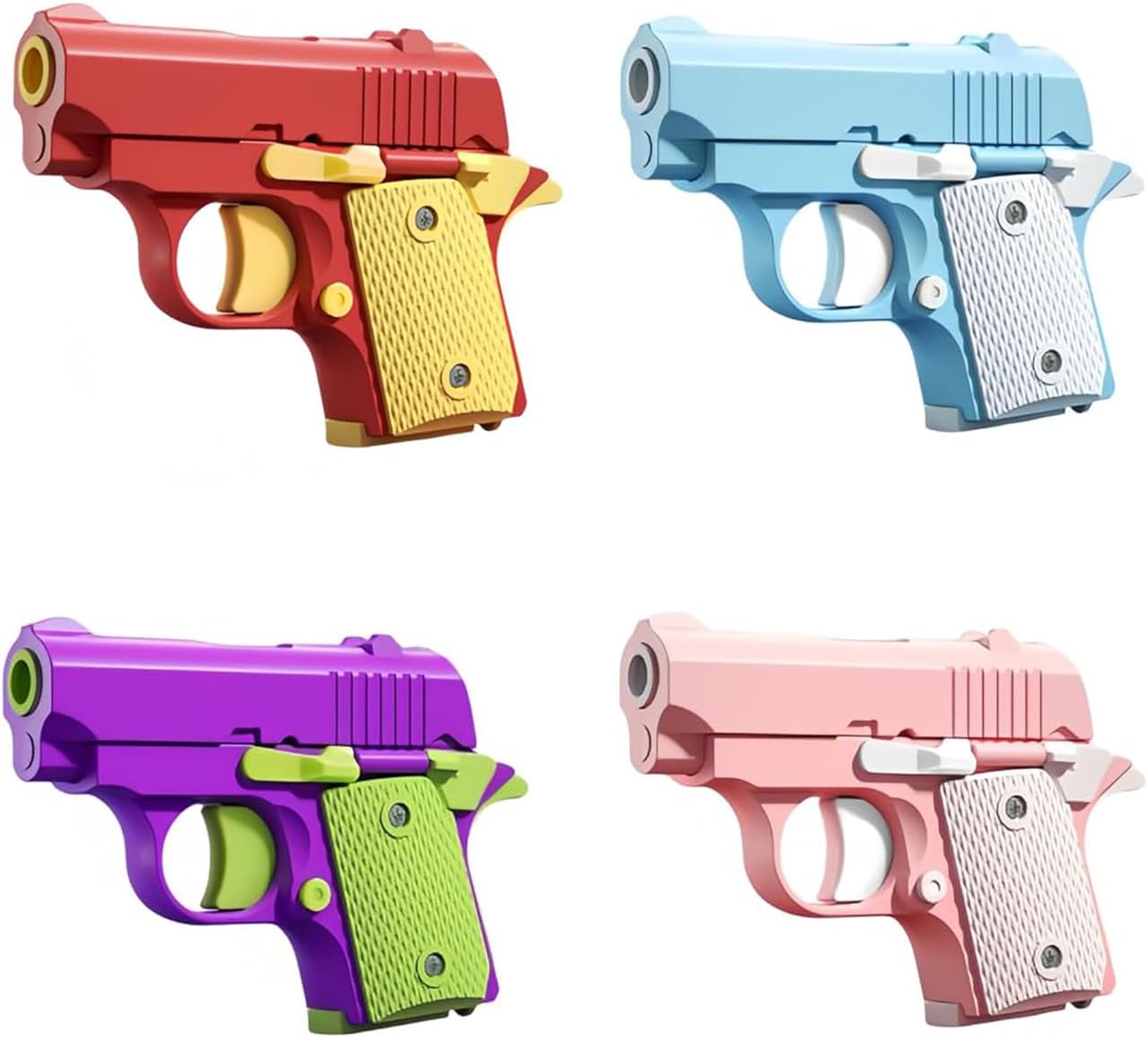 4 Pcs 1911 3D Printed Small Pistol Toys for Stress Relief, Suitable for Adults and Kids for Relieving ADHD, Anxiety