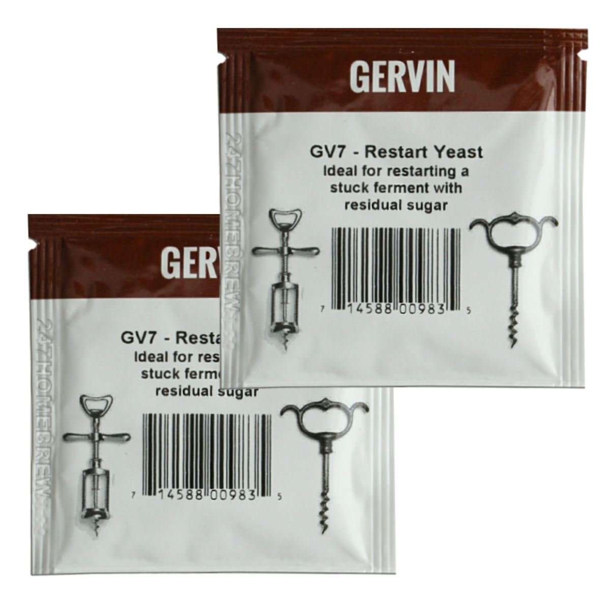 Gervin 2X Restart Yeast Gv7 For Stuck Fermentations Premium Quality 5G 5-23L