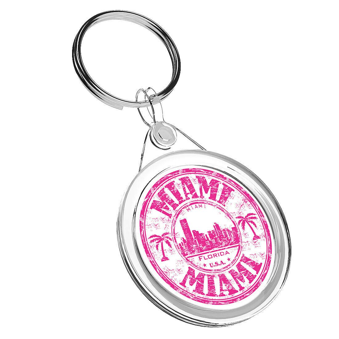 Destination Vinyl Keyrings 1 x Miami Florida USA - Keyring IR02 Mum Dad Kids Birthday #5829