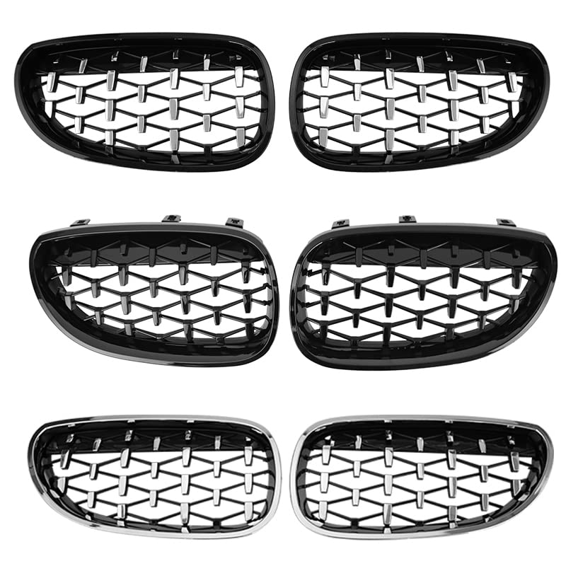 Parrilla delantera para BMW E60 E61 2004-2009 en negro y plata 7