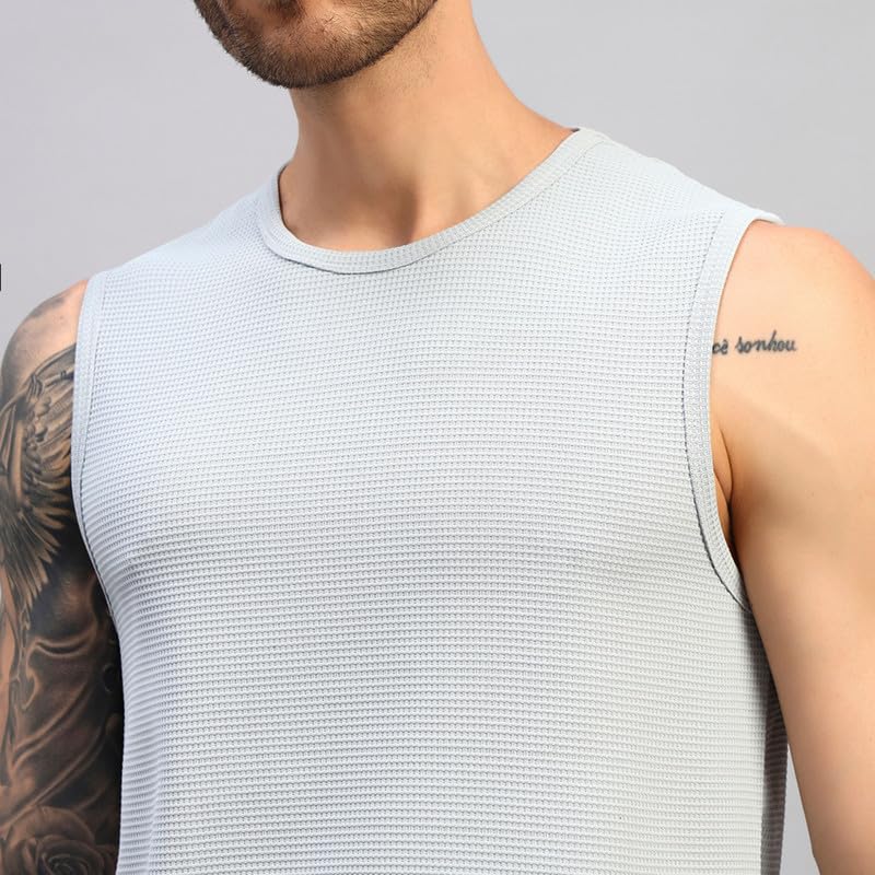 Image of ATICX Men's Slim Fit Sleeveless Sports T-Shirt - Gym Vest, Quick Dry Breathable Training Tank Top for Workout, Running, Cycling, Badminton, Basketball & Swimming Training Wear