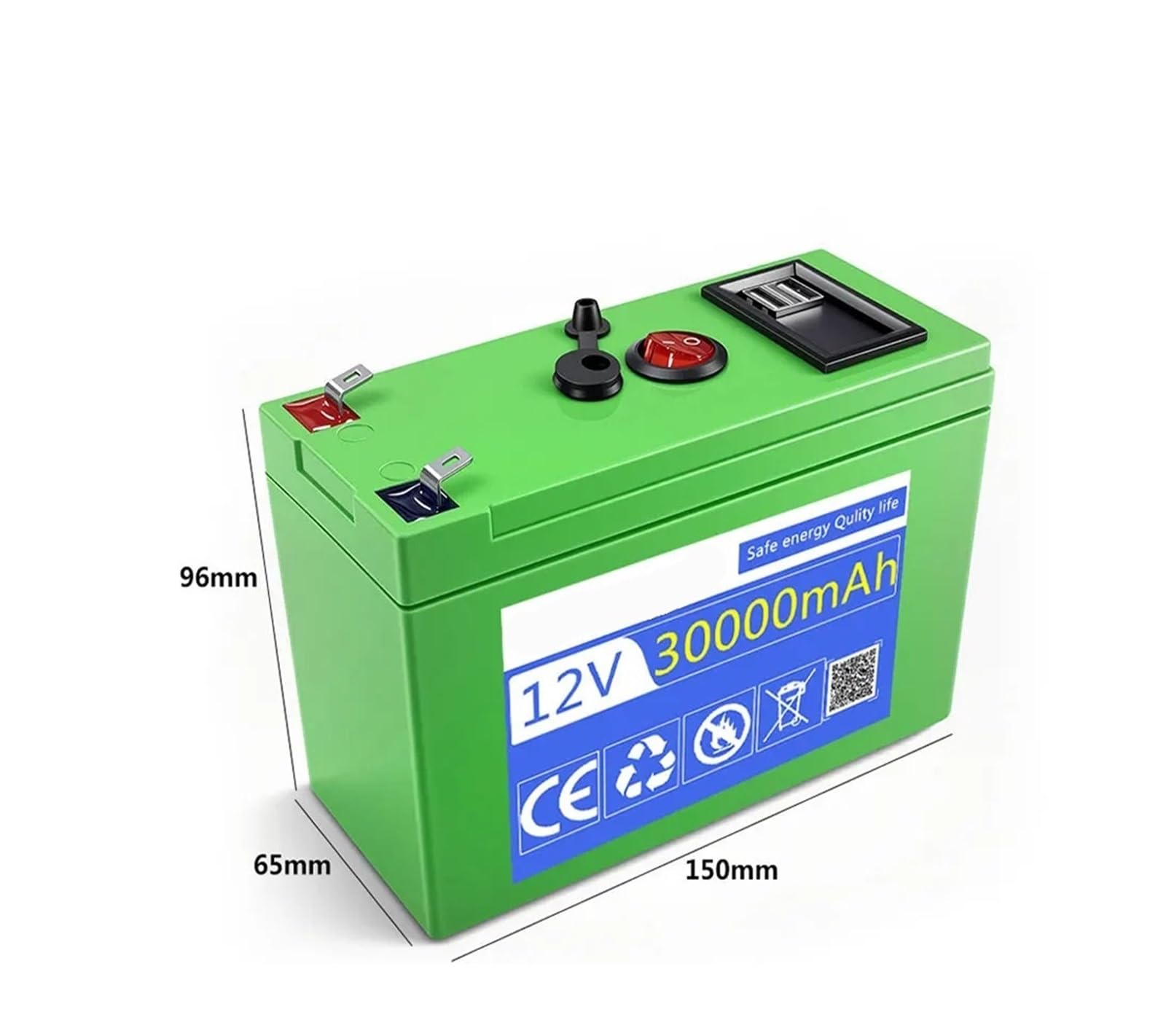 Pacco Batteria Ricaricabile 12V 10-30Ah, For Luci | For il campeggio e l'alimentazione di riserva domestica Batteria al litio + caricabatterie(15000mAh charger)