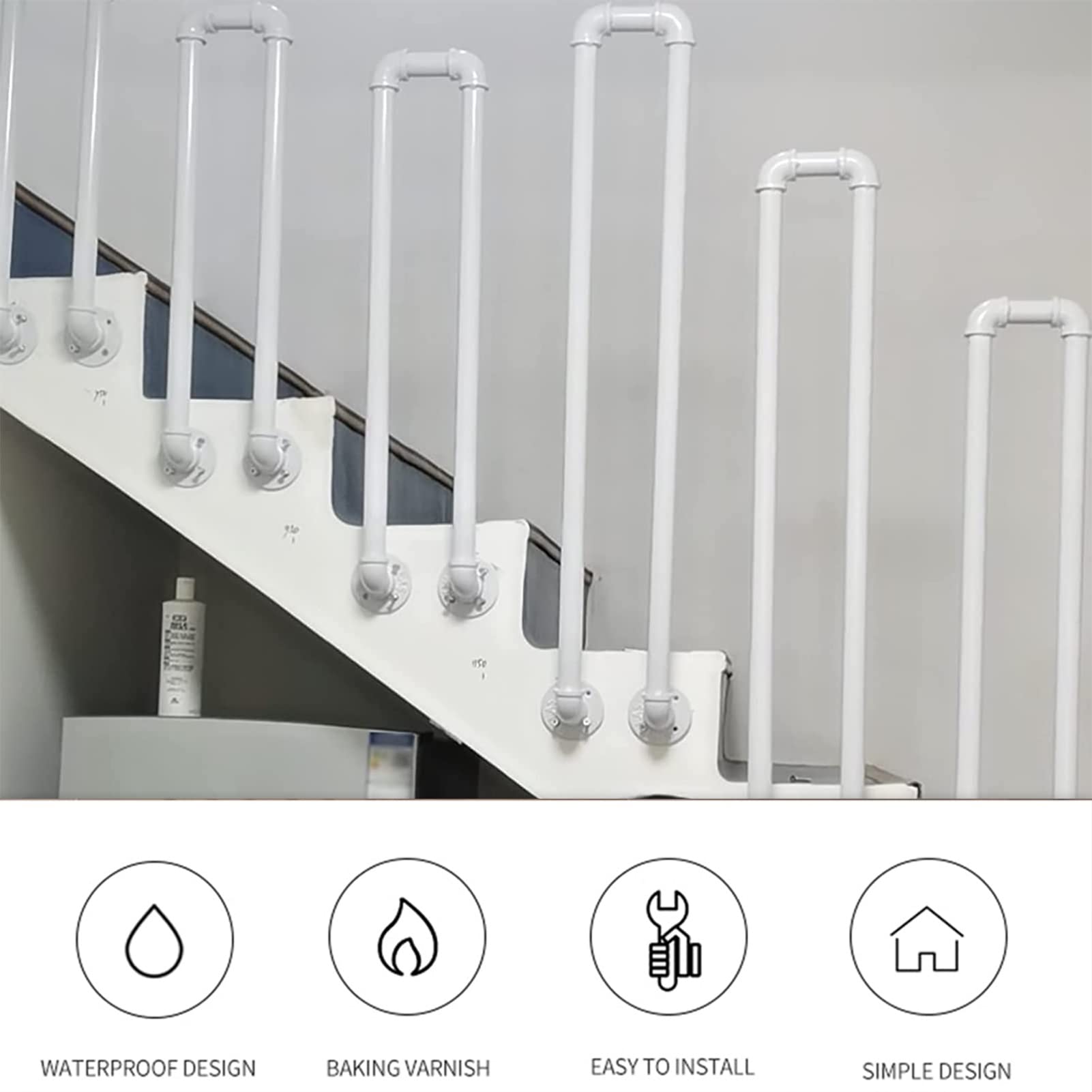 Poręcz balustrady schodowe na stopień zewnętrzny, pręt podtrzymujący bezpieczeństwo korytarza z kutego żelaza przejściowa poręcz (opcjonalny rozmiar 35-100 cm), poręcz w kształcie litery U (Size : 35