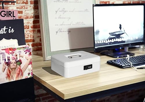 Miniatura 4 de Jssmst - Caja fuerte grande con cerradura con combinación, metálica y duradera, con bandeja para dinero en efectivo, color rosado, (9.8 x 7.9 x 3.5