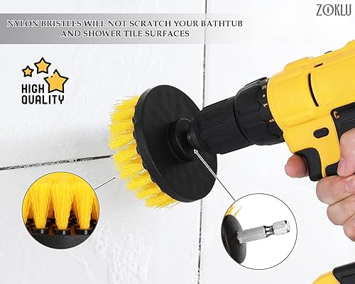 Miniatura 3 de 3 piezas de cepillo eléctrico para taladro, limpiador de lechada para suelos de azulejos, juego de cepillos de baño para piscina, azulejos, bañera,