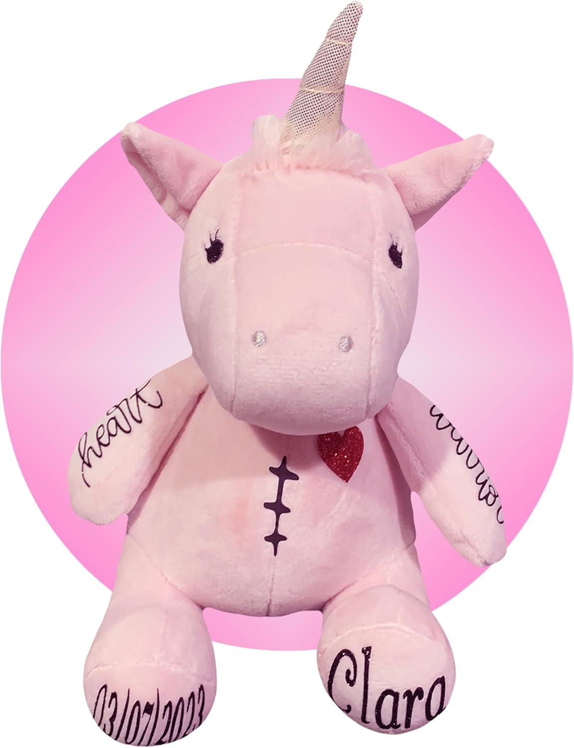 Open Heart Surgery Gifts - Personalized 9" Pink Unicorn Scar Buddy - Supportive Companion for Children Undergoing Heart Surgery - Heart Surgery Recovery Gifts for Kids - Perfect Post Surgery Gift
