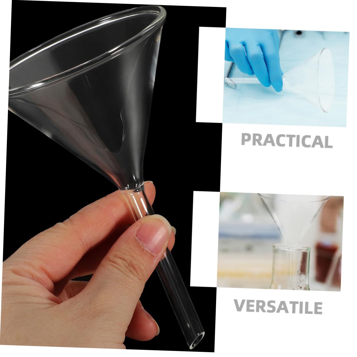 SOLUSTRE 8stücke Labor-glas-trichter Wissenschaftlicher Einfülltrichter Klarglastrichter Für Experimente