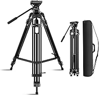 Vista 12 de SIRUI Trípode de Video AM-15S, trípode de servicio pesado con cabezal fluido para cámaras, esparcidor de nivel medio, placa de liberación rápida