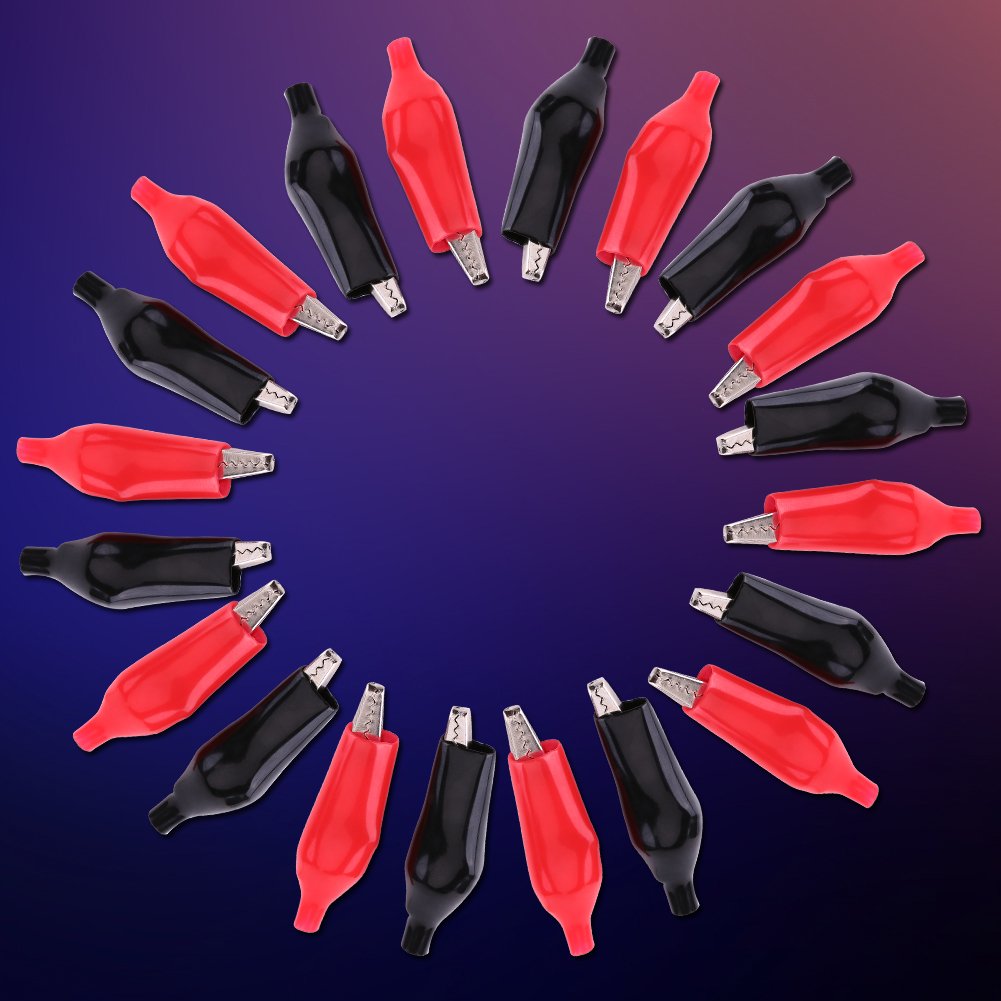 20pcs 28mm Abrazadera Eléctrica Del Cocodrilo, Pinzas De Clip De Cocodrilo Prueba De La Prueba Metel Con La Cubierta De Aislamiento Protectora