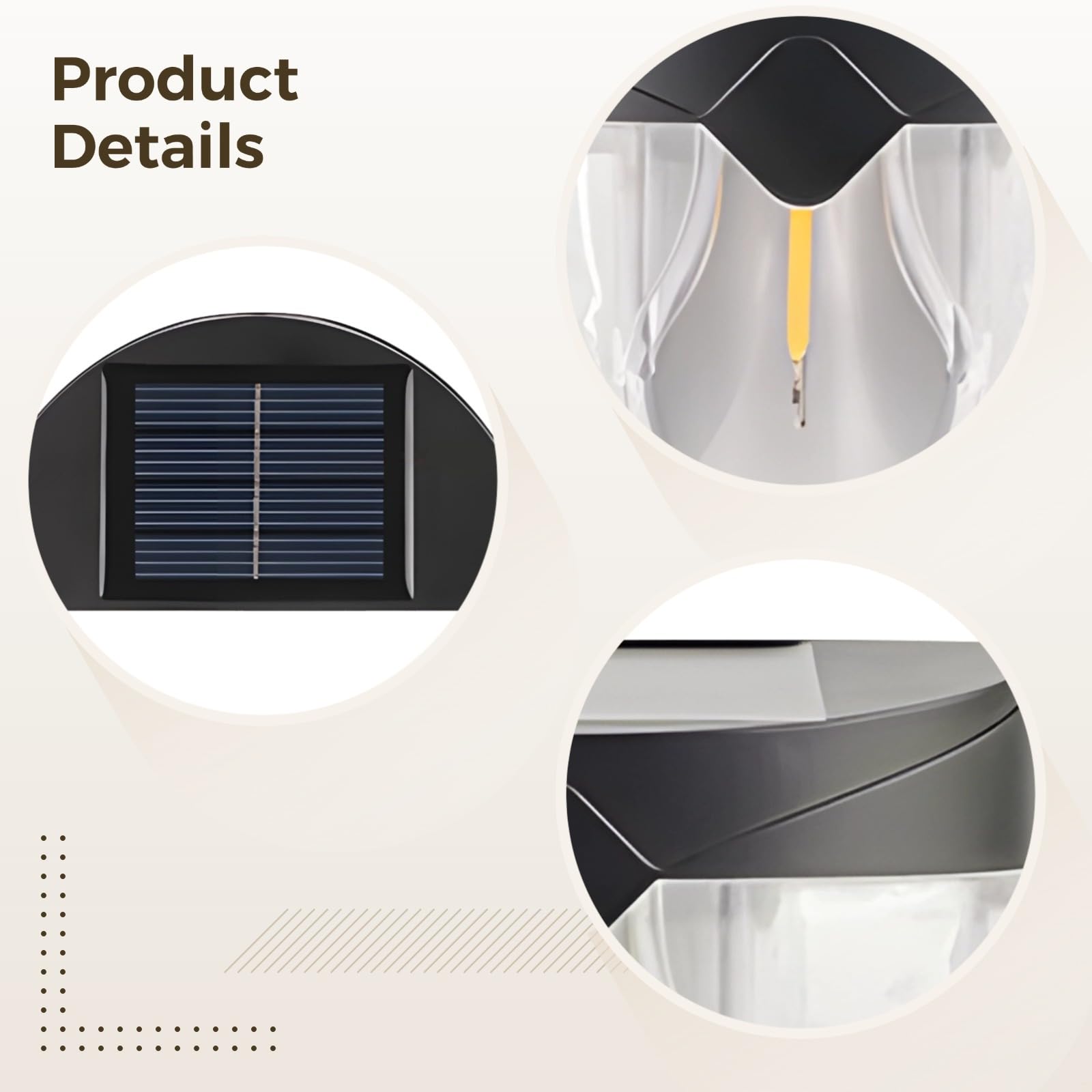 Lot de 8 lampes solaires en forme de demi-cercle pour clôture, étanche, appliques murales de jardin, lumières décoratives pour chemin, éclairage paysager à énergie solaire pour terrasse, cour, marches