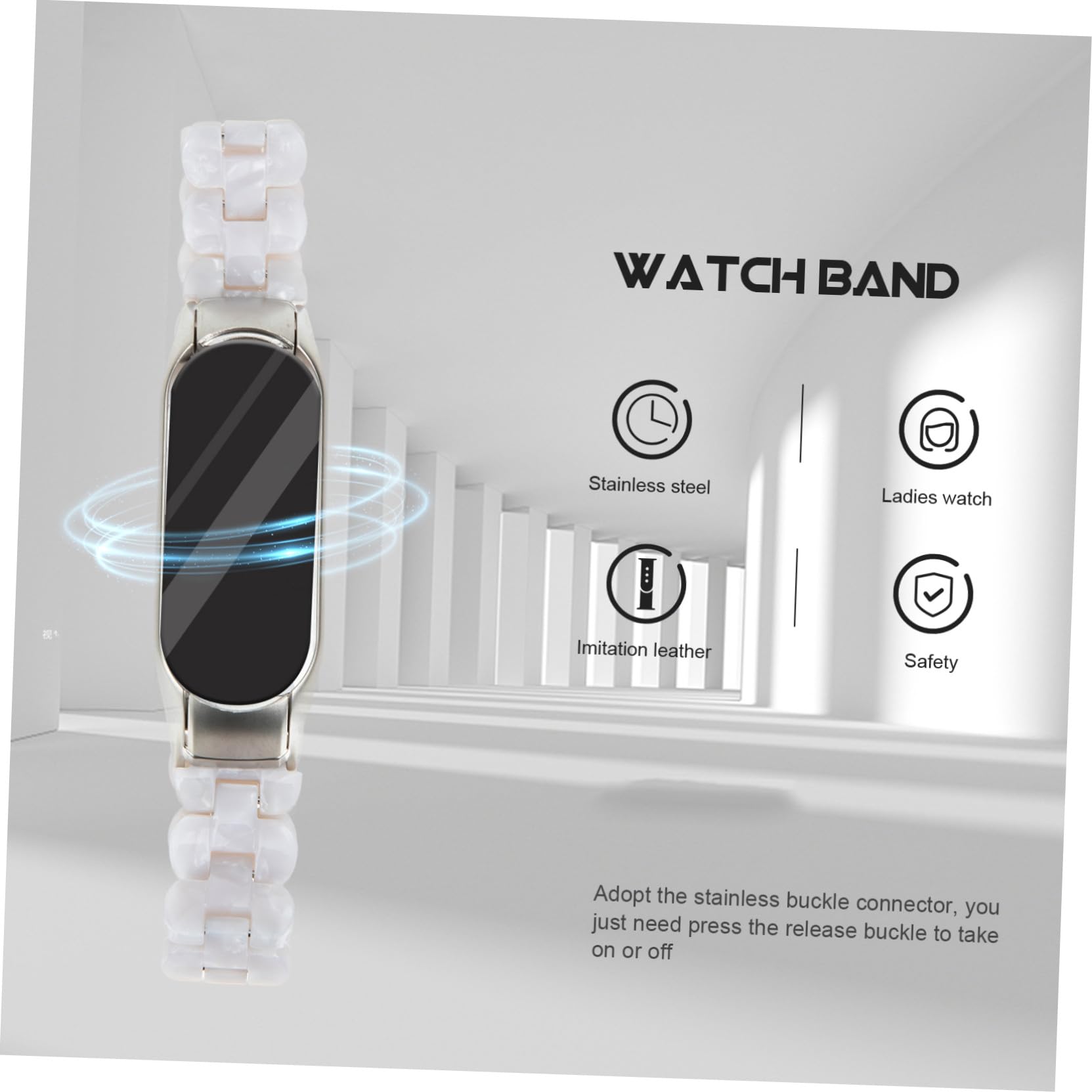 OSALADI Mi 5 6 Bracelet Bracelet Bracelet Montre Bracelet Montre Bracelet Bracelets De Montres Bande 5/6 Bracelet De Remplacement Bande Smartwatch Résine Acier Inoxydable