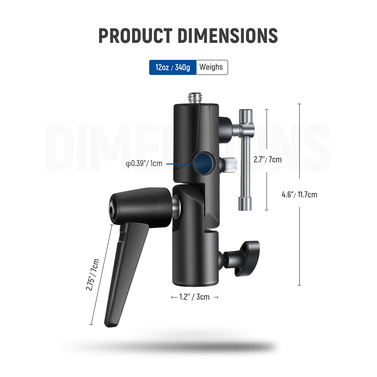 NEEWER Support pour Flash de Type H pour Caméra et Compatible avec Softbox Parapluie, Adaptateur de Support de lumière en métal réglable pivotant à 180° avec Adaptateur à vis 1/4" à 3/8"