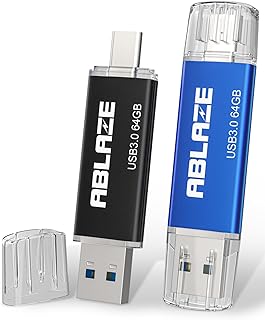 USB C Flash Drive 64GB 2 Pack, Dual USB 3.0+Type C Flash Drive Compatible with iPhone 16/15, Android Smartphone, Computer,Tablet Mac Laptop (2 Pack)
